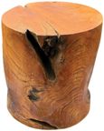Teak Solid Block Lamp Table - Round