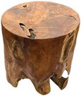 Teak Solid Block Lamp Table - Round