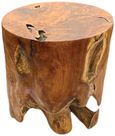Teak Solid Block Lamp Table - Round