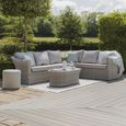 Oxford Large Corner Garden Sofa Set - Coffee Table - Ceramic Top - Grey Rattan