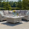 Oxford Royal Corner Garden Dining Sofa Set - Ceramic Top - Grey Rattan