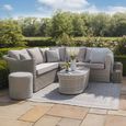 Oxford Small Corner Garden Sofa Set - Coffee Table - Ceramic Top - Grey Rattan
