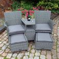 Paris Garden Companion Set - 2 Seater - Pull Out Footstools - Grey - Rattan