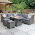 Paris Garden Modular Corner Dining Set - 8 Seater - Deluxe - Grey - Rattan