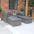 Paris Garden Relaxer Set - 4 Seater - Multi Setting - Grey - Rattan
