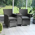 Paris Garden Companion Set - 2 Seater - Pull Out Footstools - Grey - Rattan