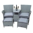 Paris Garden Companion Set - 2 Seater - Pull Out Footstools - Grey - Rattan