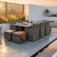 Paris Garden Cube Dining Set - 10 Seater - Grey - Rattan