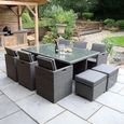 Paris Garden Cube Dining Set - 10 Seater - Grey - Rattan
