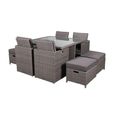 Paris Garden Cube Dining Set - 8 Seater - Grey - Rattan