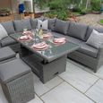 Paris Garden Modular Corner Dining Set - 8 Seater - Deluxe - Grey - Rattan