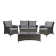 Paris Garden Sofa Set - 2 Seater - Coffee Table - Grey - Rattan