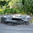 Pulse Corner Garden Dining Set - Rising Table - 214cm - Flanelle
