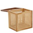 Kendari Storage Box - Brown Leather with Rattan and Teak Wood