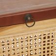 Kendari Storage Box - Brown Leather with Rattan and Teak Wood