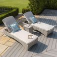 Oxford Garden Sun Lounger Set - Coffee Table - Ceramic Top - Grey Rattan