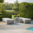 Oxford Garden Sun Lounger Set - Coffee Table - Ceramic Top - Grey Rattan