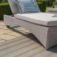 Oxford Garden Sun Lounger Set - Coffee Table - Ceramic Top - Grey Rattan