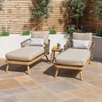 New Bali Garden Double Sunlounger Set - Sandstone