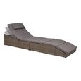 Split Garden Sun Lounger - Grey - Fabric and Rattan