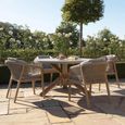 Martinique Round Garden Dining Set - 4 Seater - 135cm - Light Brown