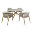 Martinique Round Garden Dining Set - 4 Seater - 135cm - Light Brown