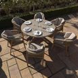 Martinique Round Garden Dining Set - 6 Seater - 150cm - Light Brown