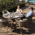 Martinique Round Garden Dining Set - 6 Seater - 150cm - Light Brown
