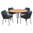 Cleveland Round Garden Dining Set - 4 Seater - 130cm - Teak Wood - with 4 Salerno Chairs