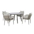 Monaco Round Garden Dining Set - 4 Seater - 120cm - Lazy Susan - Cool Linen