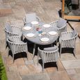 Milan Oval Garden Dining Set - 6 Seater - 120cm - Cool Linen