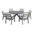 New York Round Garden Dining Set - 6 Seater - 150cm - Dove Grey
