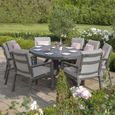 New York Oval Garden Dining Set - 8 Seater - 220cm - Dove Grey