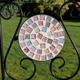 Garden Table - Mosaic - Black Metal - Round - with 2 Chairs