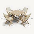 London Garden Dining Set - 4 Seater - 90cm - Square - Folding - Acacia Wood - 4 Rope Folding Armchairs