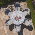 Oxford Heritage Round Garden Dining Set - 6 Seater - 150cm - Lazy Susan & Ice Bucket - Ceramic Top - Grey Rattan