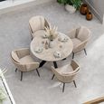 Bali Dining Set - 4 Seater - 120cm - Round - Ceramic Top - 4 Rope Chairs