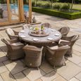 Winchester Round Garden Dining Set - 8 Seater - 180cm - Lazy Susan - Ceramic Top - Natural Rattan