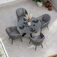 Aspen Garden Dining Set - 4 Seater - 120cm - Round - Ceramic Top - 4 Rope Chairs
