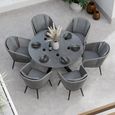 Aspen Garden Dining Set - 6 Seater - 150cm - Round - Ceramic Top - 6 Rope Chairs