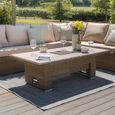 Winchester Deluxe Corner Garden Dining Set - Rising Table - Ceramic Top - Natural Rattan