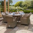 Winchester Oval Garden Dining Set - 6 Seater - 180cm - Lazy Susan - Ceramic Top - Natural Rattan