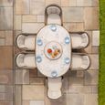 Winchester Oval Garden Dining Set - 6 Seater - 180cm - Lazy Susan - Ceramic Top - Natural Rattan