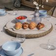 Winchester Oval Garden Dining Set - 6 Seater - 180cm - Lazy Susan - Ceramic Top - Natural Rattan