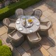 Winchester Round Garden Dining Set - 6 Seater - 150cm - Lazy Susan - Ceramic Top - Natural Rattan
