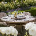 Winchester Round Garden Dining Set - 6 Seater - 150cm - Lazy Susan - Ceramic Top - Natural Rattan