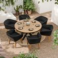 Tuscany Garden Dining Set - 6 Seater - 150cm - Round - Teak Wood - 6 Eden Night Chairs