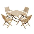 London Garden Dining Set - 4 Seater - 90cm - Square - Folding - Acacia Wood - 4 Folding Armchairs