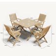 London Garden Dining Set - 4 Seater - 90cm - Square - Folding - Acacia Wood - 4 Folding Armchairs