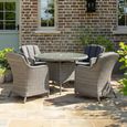 Paris Garden Dining Set - 4 Seater - 110cm - Round - Grey - Rattan - 4 Imperial Chairs